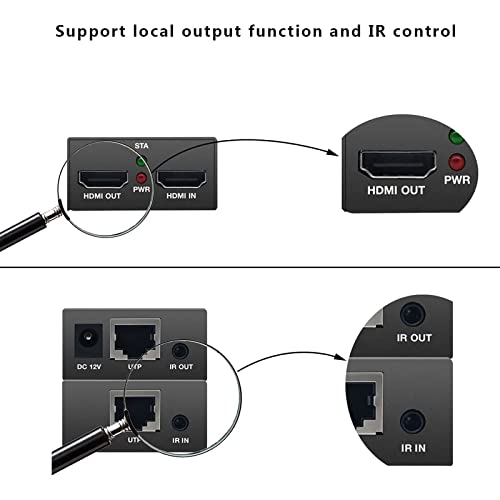 PWAY PW-HT225PIR HDMI Extender 195ft/60m Transmission over Single Cat5e/6/7 Full HD 1080P Support IR Control Loop out 3D EDID Function