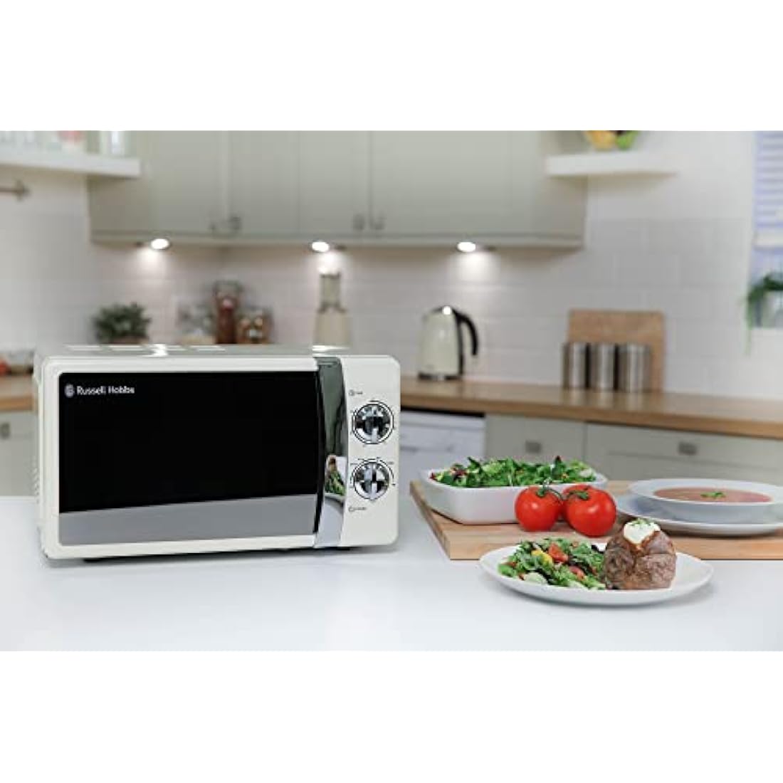 Russell Hobbs RHMM701C 17 Litre 700 W Cream Solo Manual Microwave with 5 Power Levels, Ringer & Timer, Defrost Setting, Easy Clean