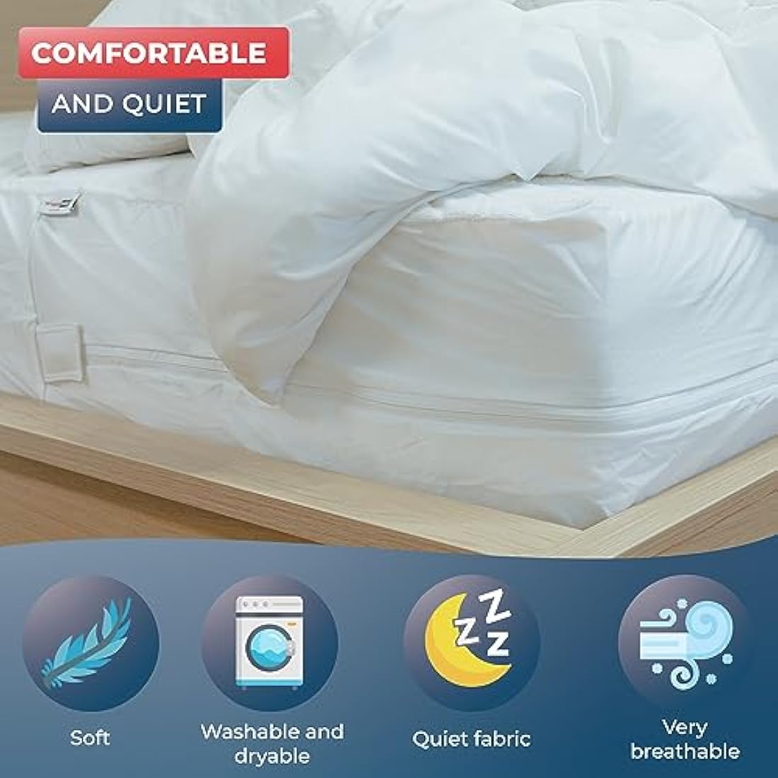 WRAPPYBAG Bed Bugs Mattress Protector - Mattress Cover - Zipped Mattress Protector - Waterproof - Cotton Surface - Single Size