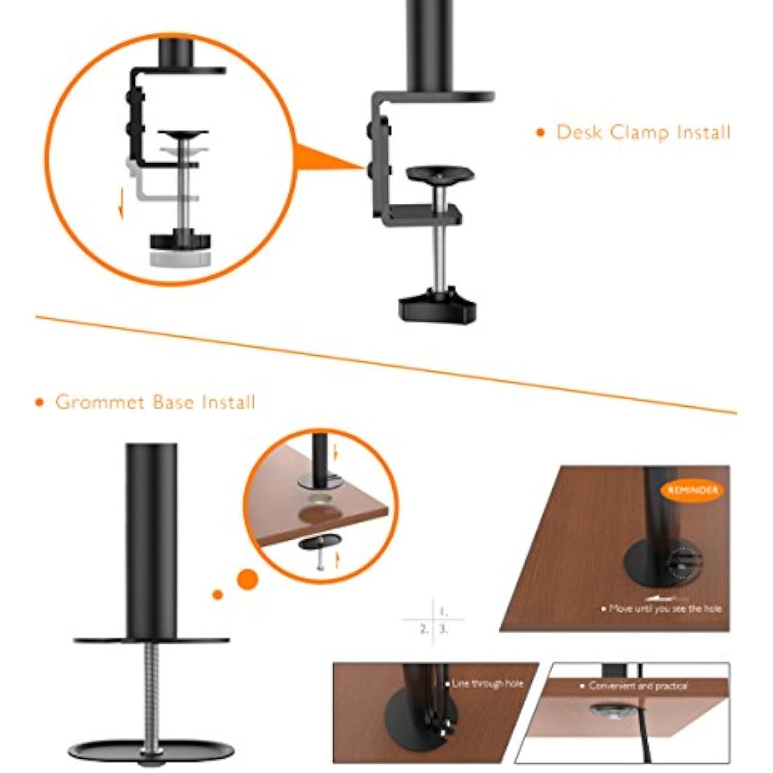 BONTEC Triple Monitor Stand for 3 Monitors 13-24 inch, Triple Arm Desk Mount for LCD LED Computer Screens Up to 10kg, VESA 75x75/100x100 with 2 Installation methods