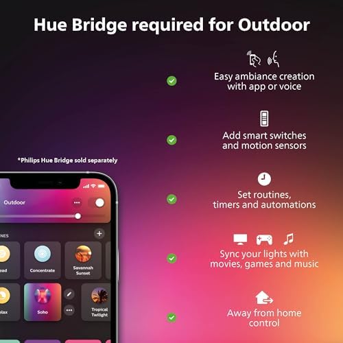 Philips Hue White and Colour Ambiance Dymera Smart Indoor and Outdoor Wall Light, White and Colour Light, Hue Bridge Required for Outdoor Use, Voice Control with Alexa, Apple Home, Google Assistant