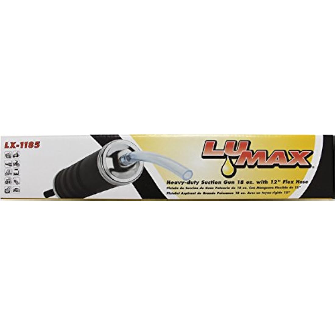 Lumax LX-1185 Black 18 oz. Suction Gun with 12" Vinyl Hose