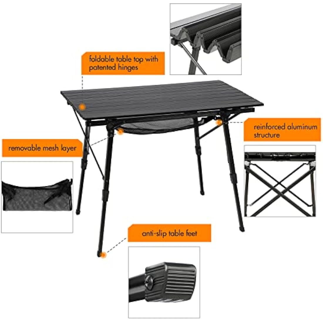 Portal Camping Tables That Fold up Picnic Table Folding Portable with Height Adjustable Legs Collapsible Table 3ft Aluminium Rollup Outdoor Table Lightweight Foldable for Beach Fishing Garden BBQ