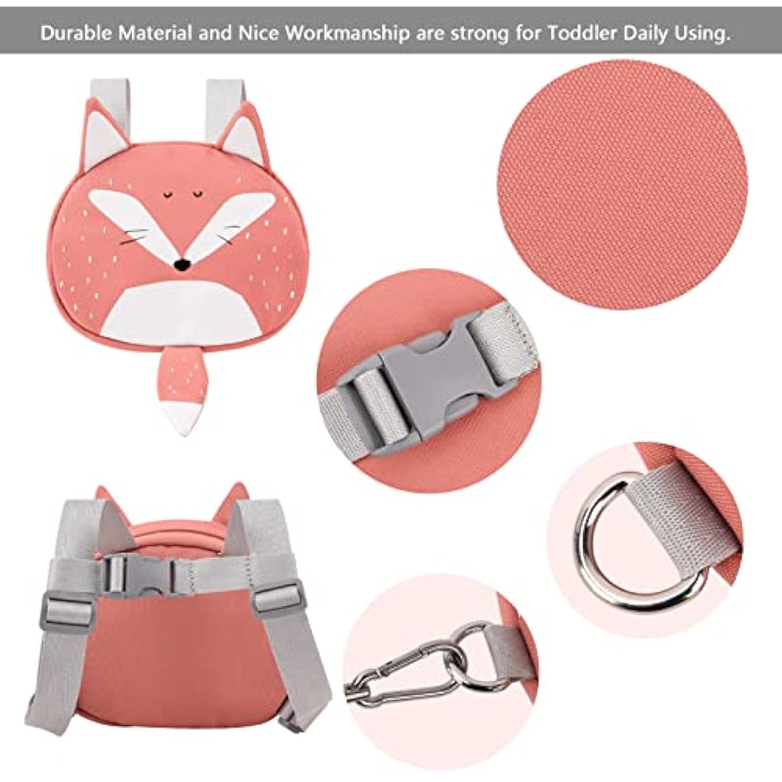 Bebamour Animal Toddler Backpack with Reins Mini Bag with Safety Leash for Children Portable Backpack Rucksack with Safety Harness for Boys and Girls, Orange