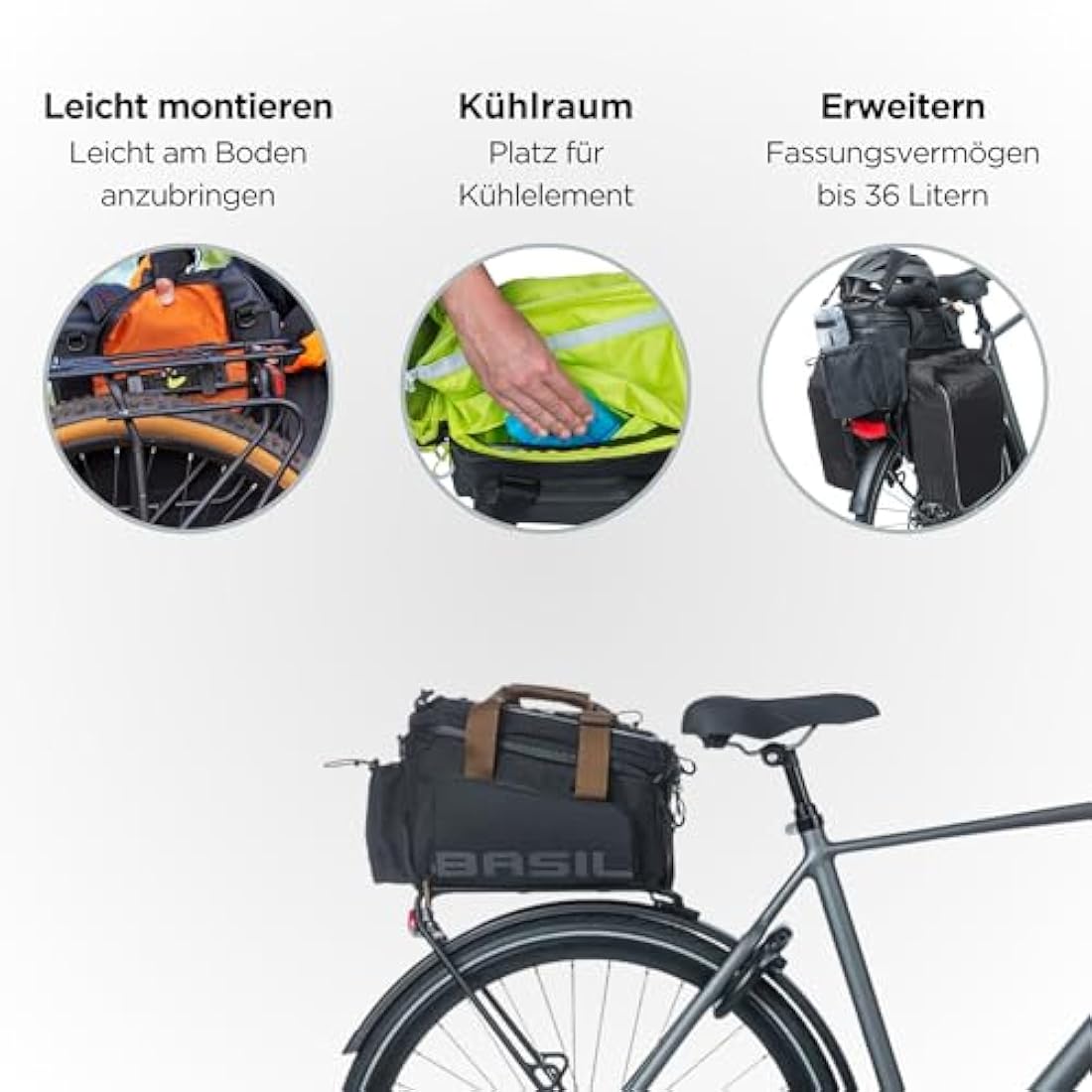 Basil Trunkbag Miles XL Pro Black Slate 9-36 litres