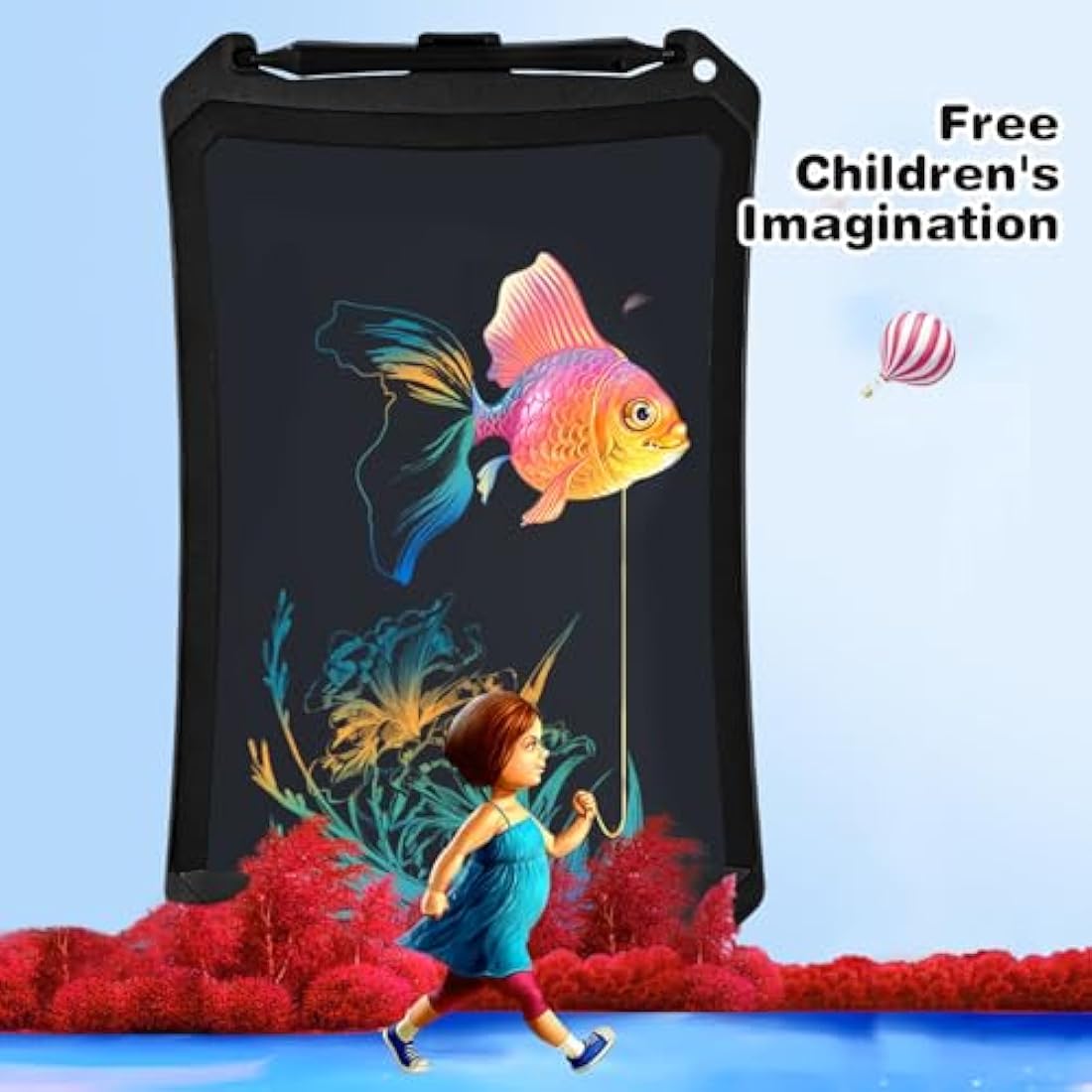 PINKCAT 8.5in LCD Writing Tablet - Colorful Screen Doodle Scribbler Pad Drawing Board Learning Educational Toys - Gift for Kids 3-6 7 8 9 Years Old Girl Boy (8.5in, Black)