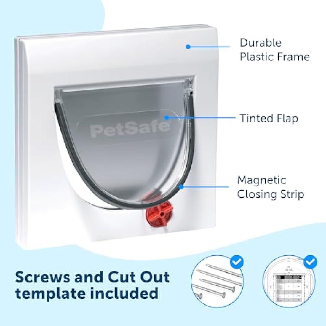 PetSafe Staywell Classic Manual 4-Way Locking Cat Flap – Cat door with 4 programmed locking settings, White, Tunnel included