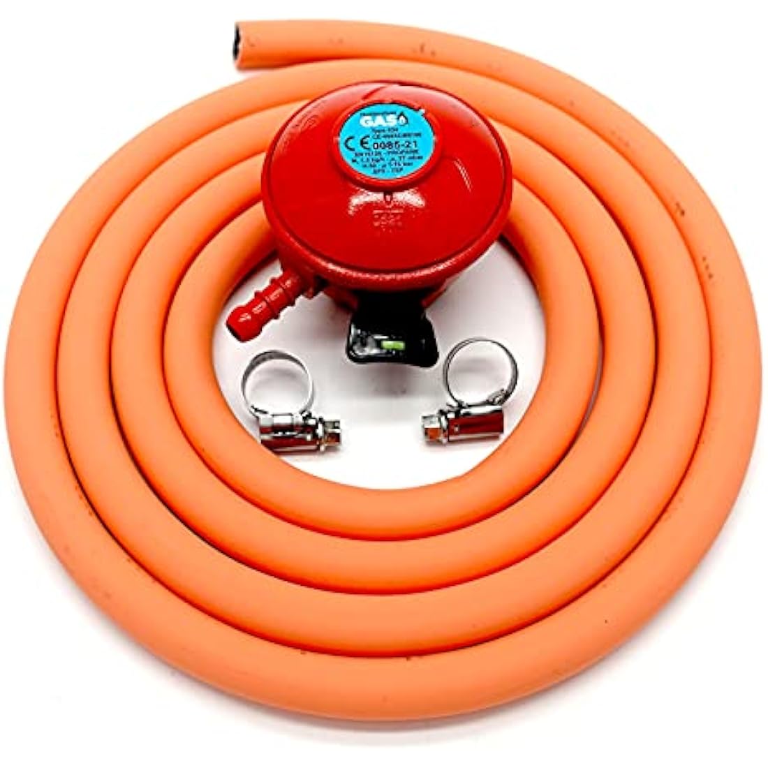 Patio Gas Regulator 27Mm Clip On With 1M Hose + 2 Clips Fits Calor/Flogas