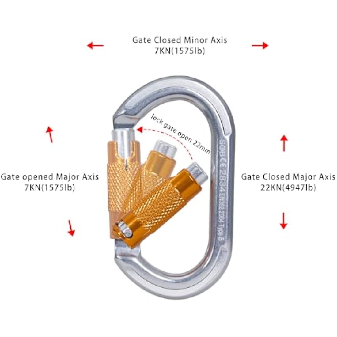 Climbing Carabiners, Auto Locking Carabiner Clips Heavy Duty for Rock Climbing, Camping, Dog Leash, Hammock, Swing, Water Bottle