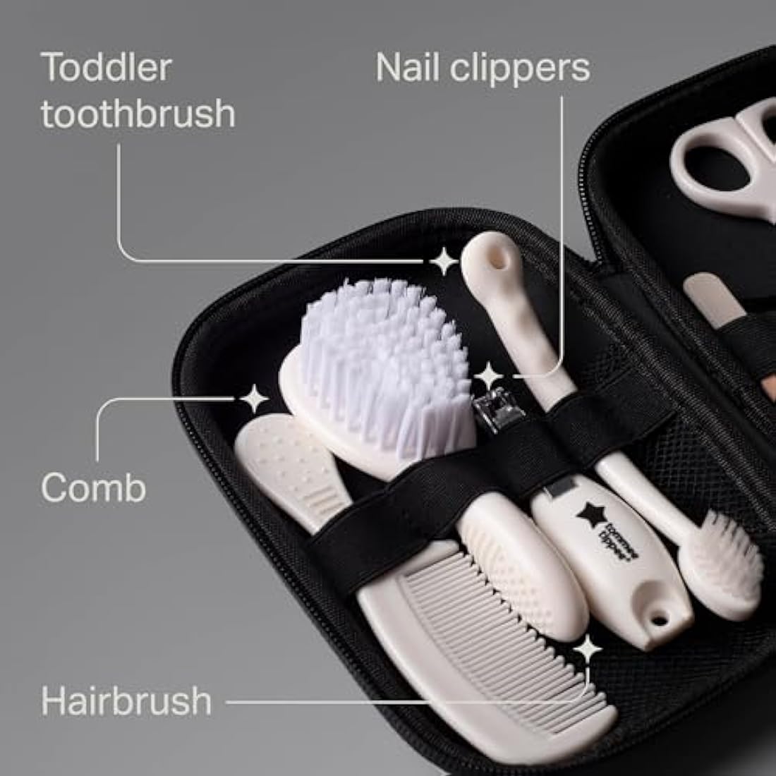 Tommee Tippee Baby Healthcare and Grooming Kit, 9X Essential Newborn Care Items for Home and Travel, Wipe-Clean and Waterproof Travel Case