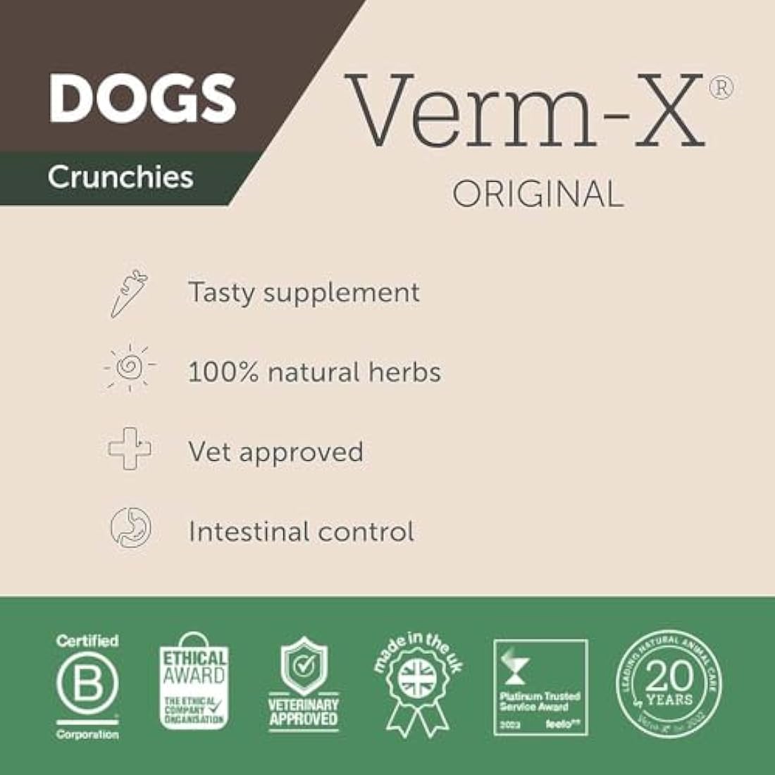 Verm-X All Natural Treats for Dogs. Supports Intestinal Hygiene. Vet Approved. UFAS Assured. Restores and Maintains Gut Vitality. Wormwood Free Recipe.
