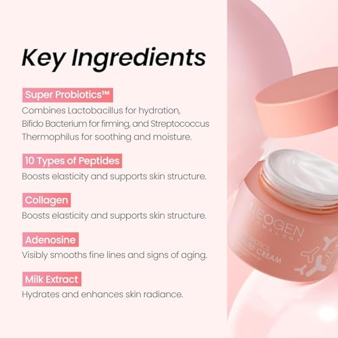 DERMALOGY by NEOGENLAB Probiotics Relief Cream 1.76 oz (50g) - Hydrating & Firming Facial Moisturizer with Probiotics Lactobacillus & Bifida & Collagen - Korean Skin Care