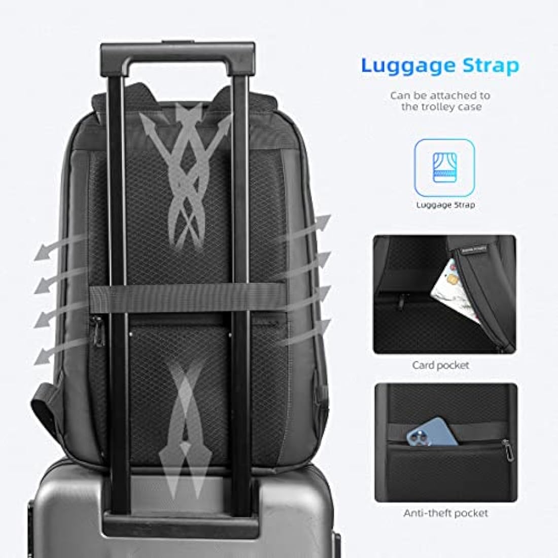 MARK RYDEN Slim Hard Shell Laptop Backpack, Lightweight Laptop Rucksack For 17.3 inch,Waterproof Business Work backpack For Men Women-Black