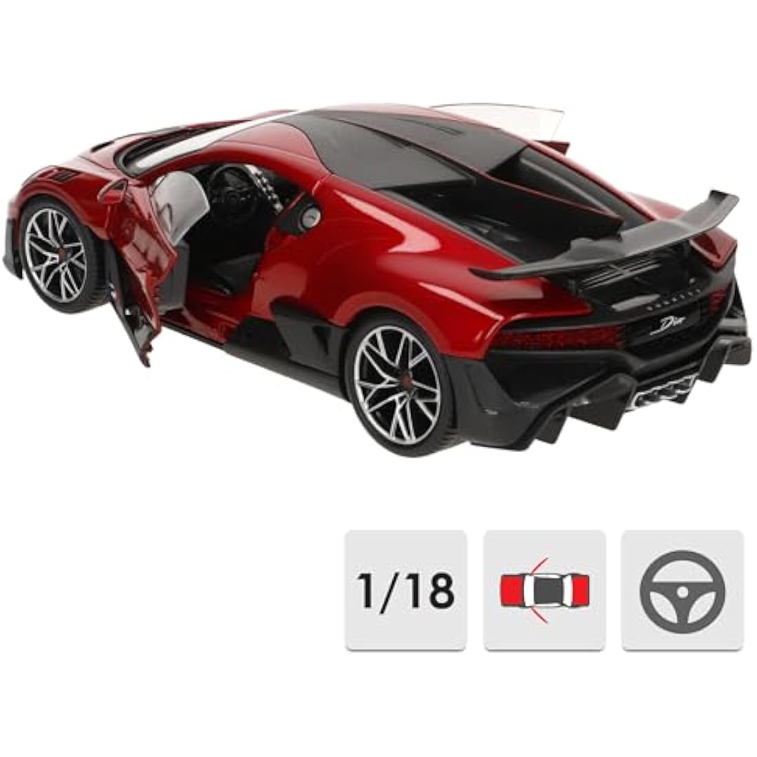 Bburago Bugatti Divo 18-11045R Model Car 1:18 Scale Opening Doors and Bonnet 25 cm Red