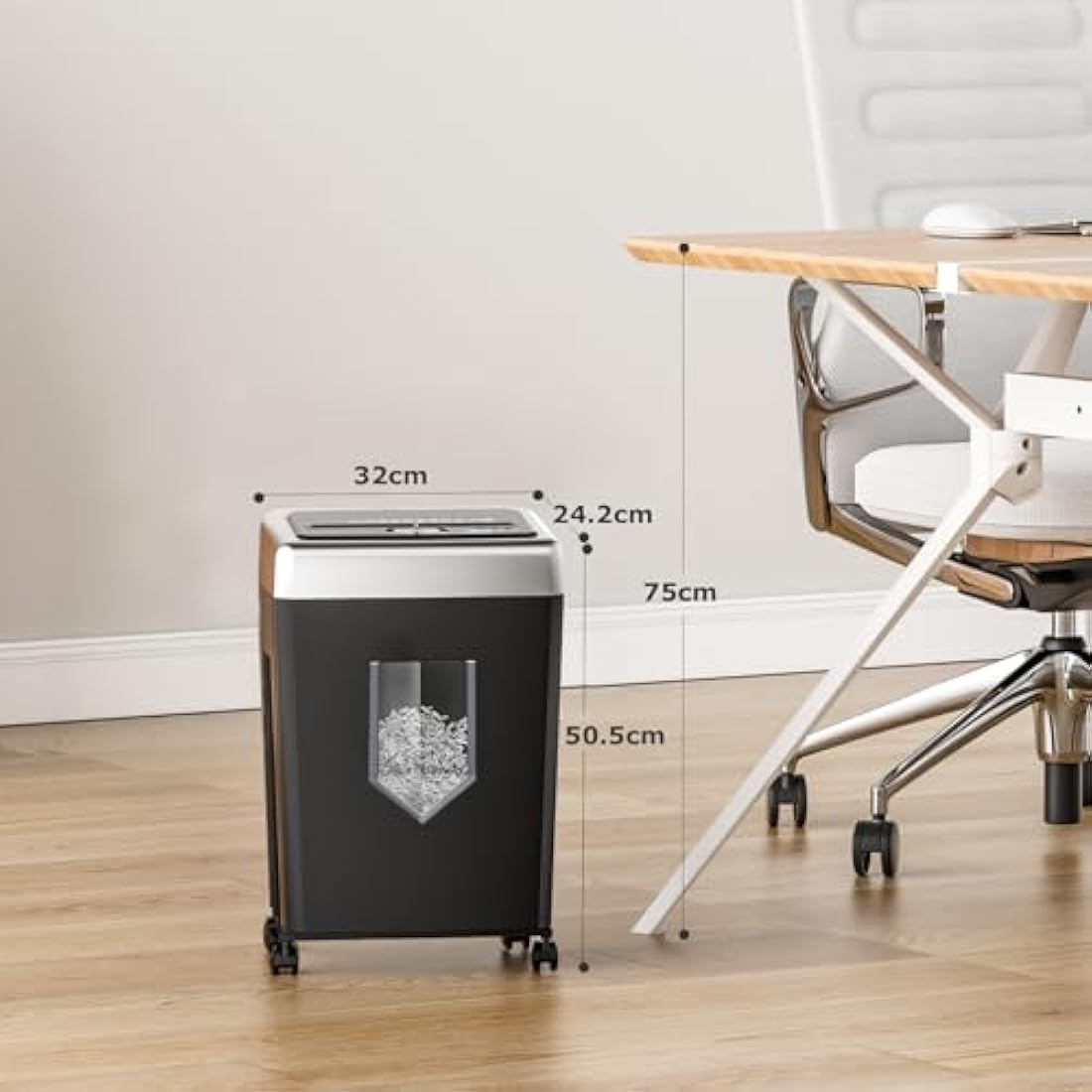 Bonsaii 15-Sheet Cross Cut Paper Shredder for Office, Heavy Duty Shredder for CD/Card, 30-Minute Working Time, 60dB Quiet Shredder with Jam Proof System, 18L Pullout Bin, C169-B (Overall Packaging)