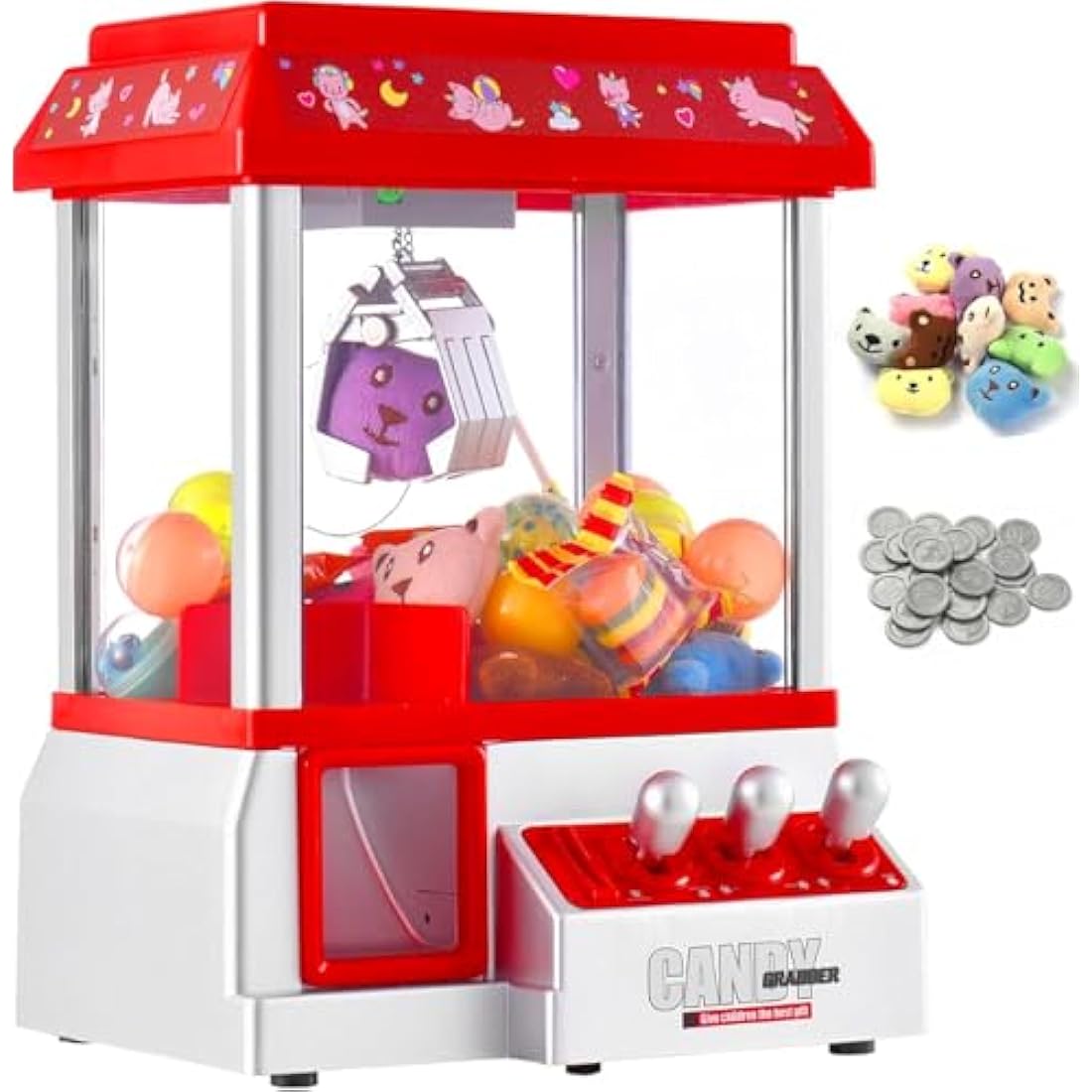 VISATOR Claw Machine Arcade Game Candy Grabber Machine Mini Vending Machine For Kids Gumball Machine Sweet Grabber Machine Prize Sweet Dispenser Grab Machine For Party Birthday For Girls Boys