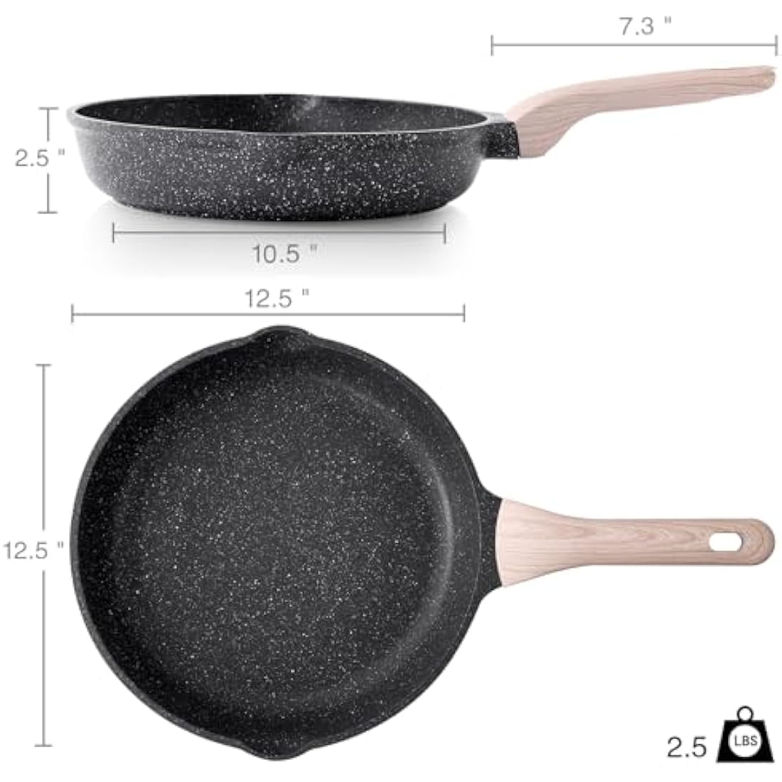 Kordisen Non Stick Frying Pans Skillet, 32 cm Granite Large Frying Pans Nonstick for Cooking, Healthy Induction Cookware, Heat Resistant Handle, PFOA Free