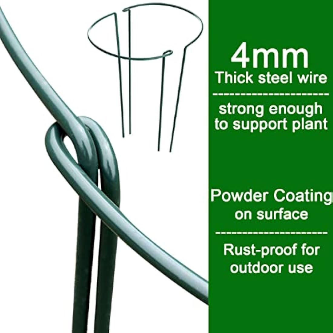 VLYHGO 6PCS 44x20cm Plant Supports for Garden Half Round Ring Plant Support Large Metal Garden Supports for Tomatoes Tulips, Roses, Daisies, Lavender