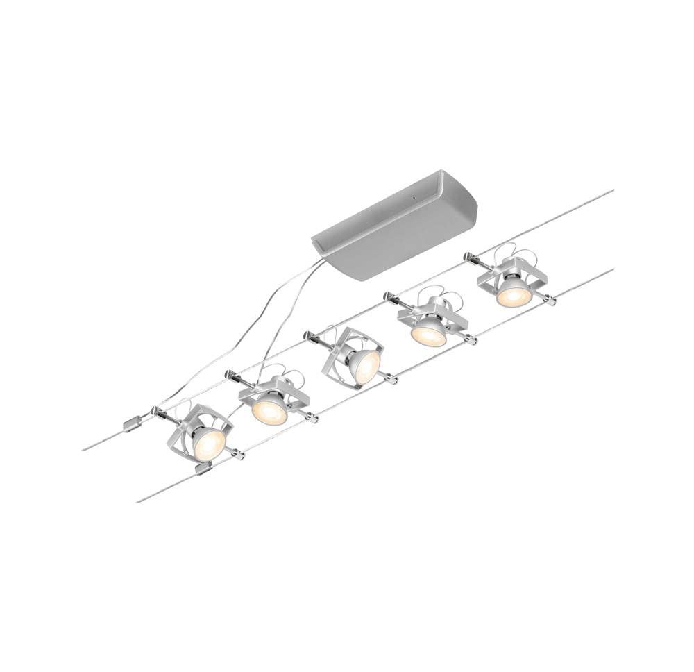 Paulmann 94430 CorDuo Lighting Set - Mac II DC, Max 5 x 10 Watt Extendable Wire Cable System Matt Chrome Plastic GU5.3
