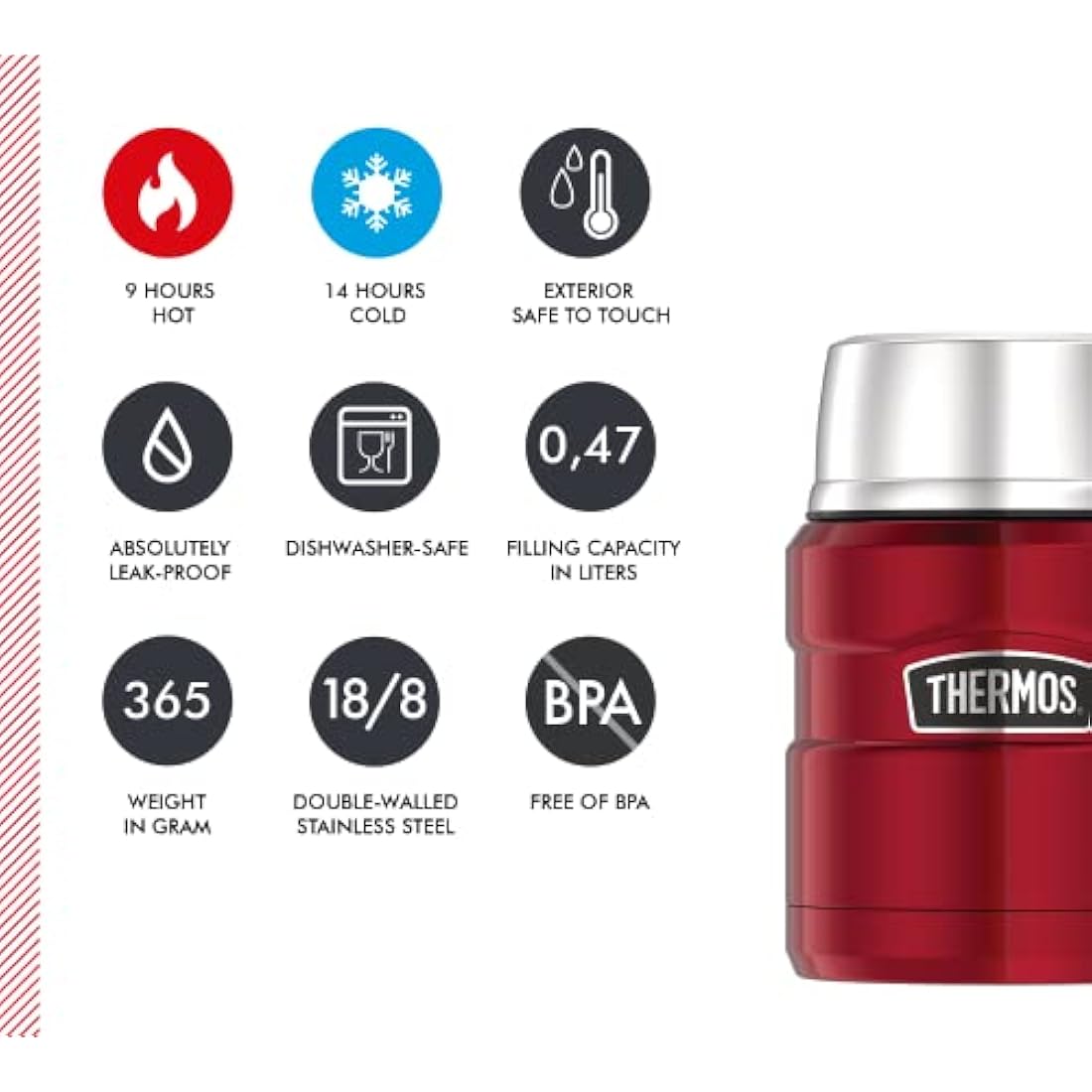 Stainless King Food Jar Cranberry 0,47l