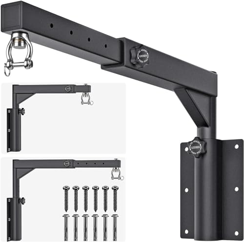 BeneLabel Punch Bag Bracket, Boxing Bag Wall Stand Frame Heavy Duty Speed Bag Hanger Silent Rotation with Adjustable 44-64cm Length & 33-45cm Height
