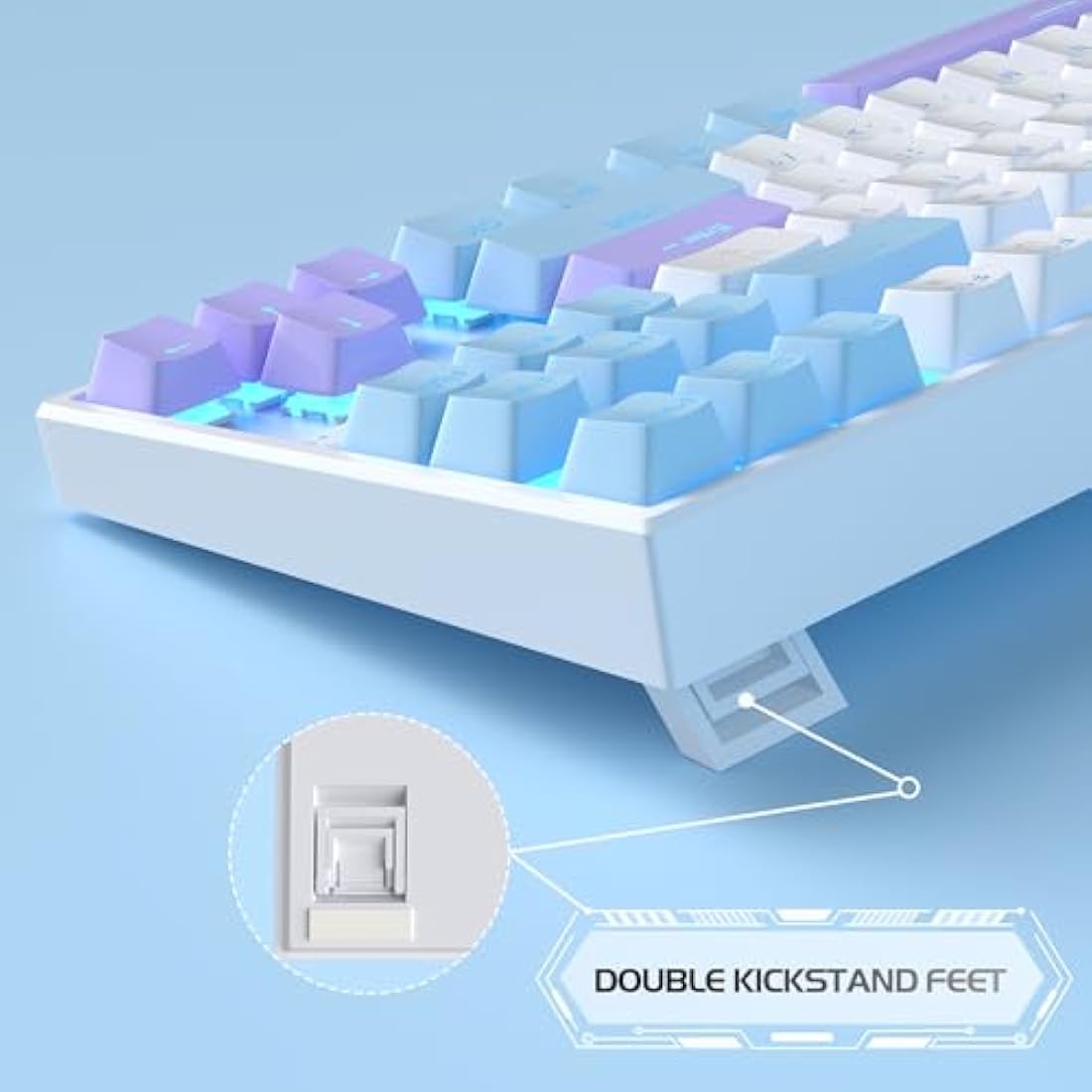MageGee 75% Mechanical Gaming Keyboard with Red Switch, LED Blue Backlit Keyboard, 87 Keys Compact TKL Wired Computer Keyboard for Windows Laptop PC Gamer - White/Blue