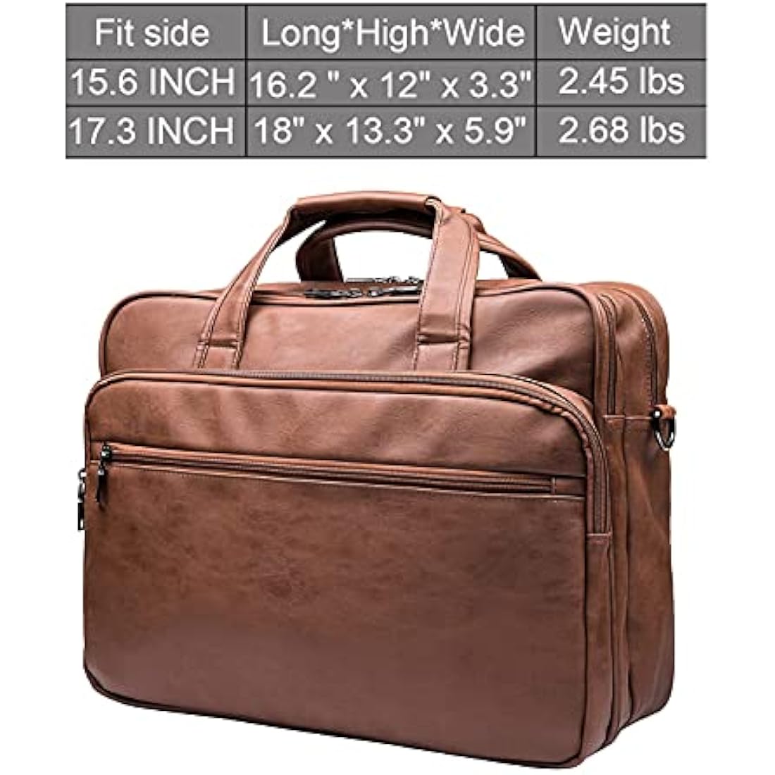 seyfocnia Leather Laptop Bag, Men's 15.6 Inches Messenger Briefcase Business Satchel Computer Handbag Shoulder Bag Fits 15.6 Inch Laptop Computer (Brown)