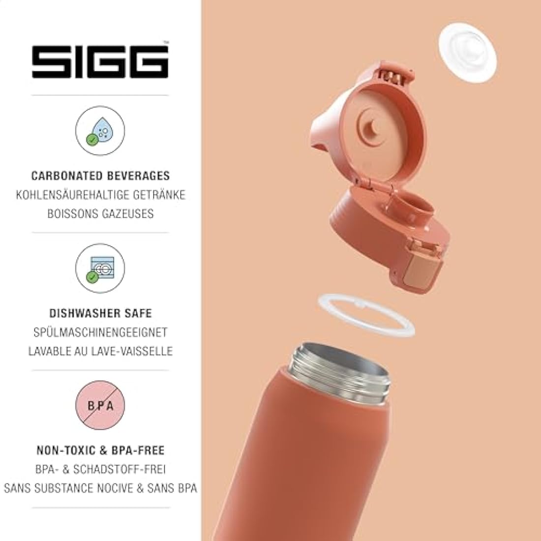 SIGG - Insulated Water Bottle - Shield Therm One - Suitable for Carbonated Beverages - Leakproof - Dishwasher Safe - BPA Free - 90% Recycled Stainless Steel - 0,5L / 0,75L / 1L