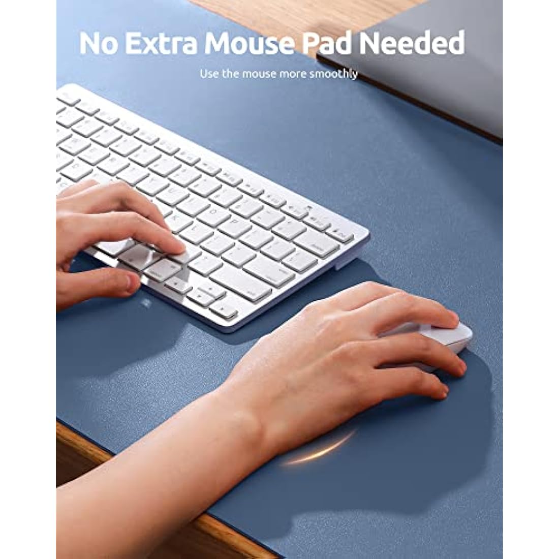 YSAGi Leather Desk Mat, Large Mouse Mat, Non-Slip Desk Pad, Waterproof PU Leather Table Protector Writing Pad for Office and Home (90 x 43 cm, Sea Blue)