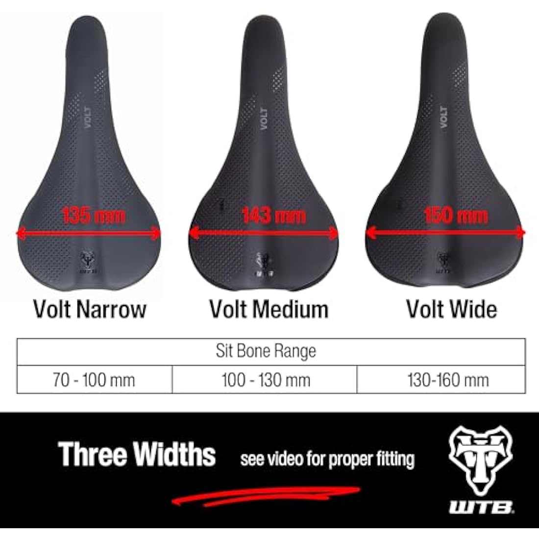 WTB Volt Bike Saddle | Comfortable Mountain Bike Seat | Durable, Contoured MTB Seat for Gravel, Trail, and Enduro