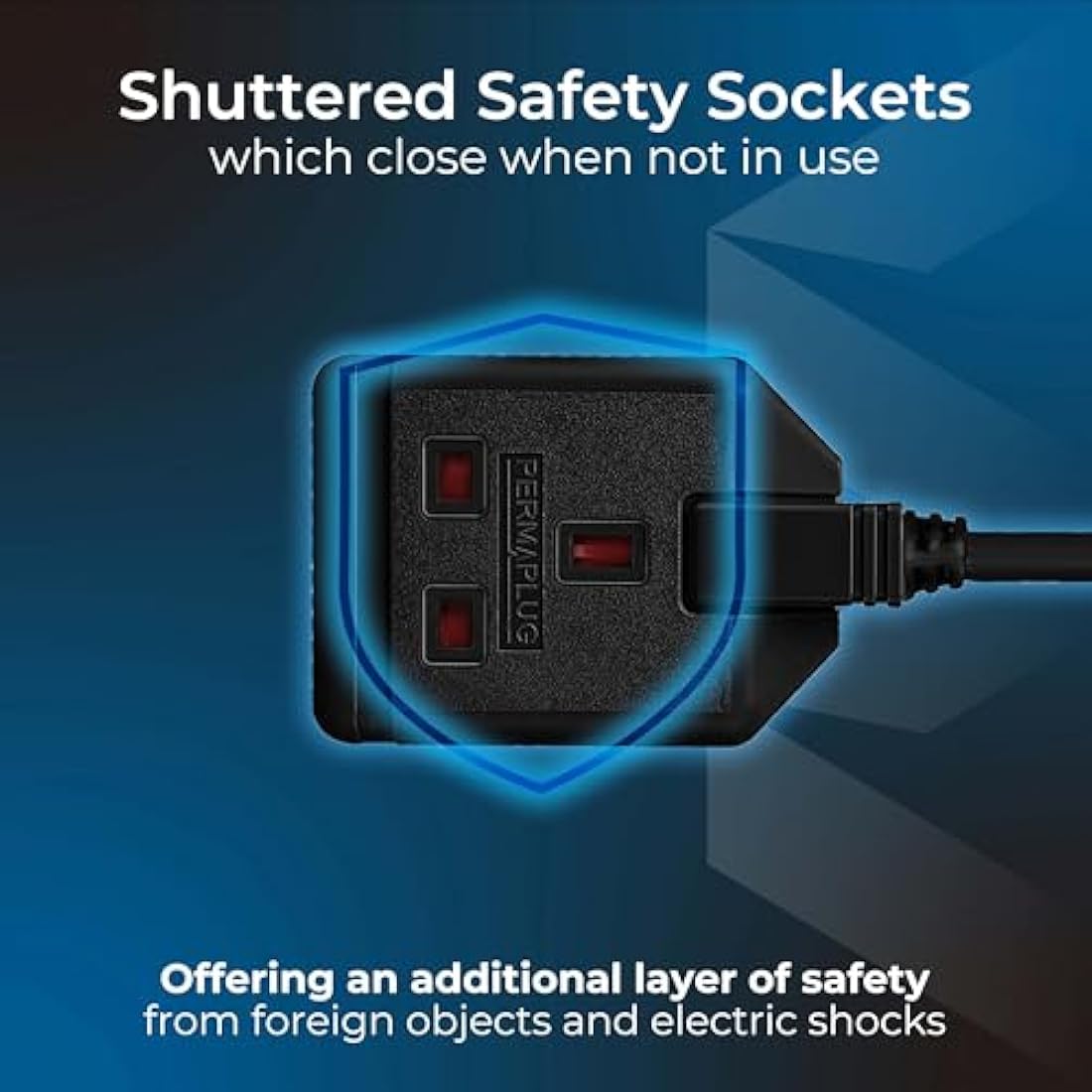 Masterplug One Socket Single Extension Lead, Unswitched, 10 Metre Cable, Heavy Duty, Rewireable, 1-Way Plug Extension Cable, Work Power, Permaplug, Black, 13A, 1G, 10m, EXS13110B