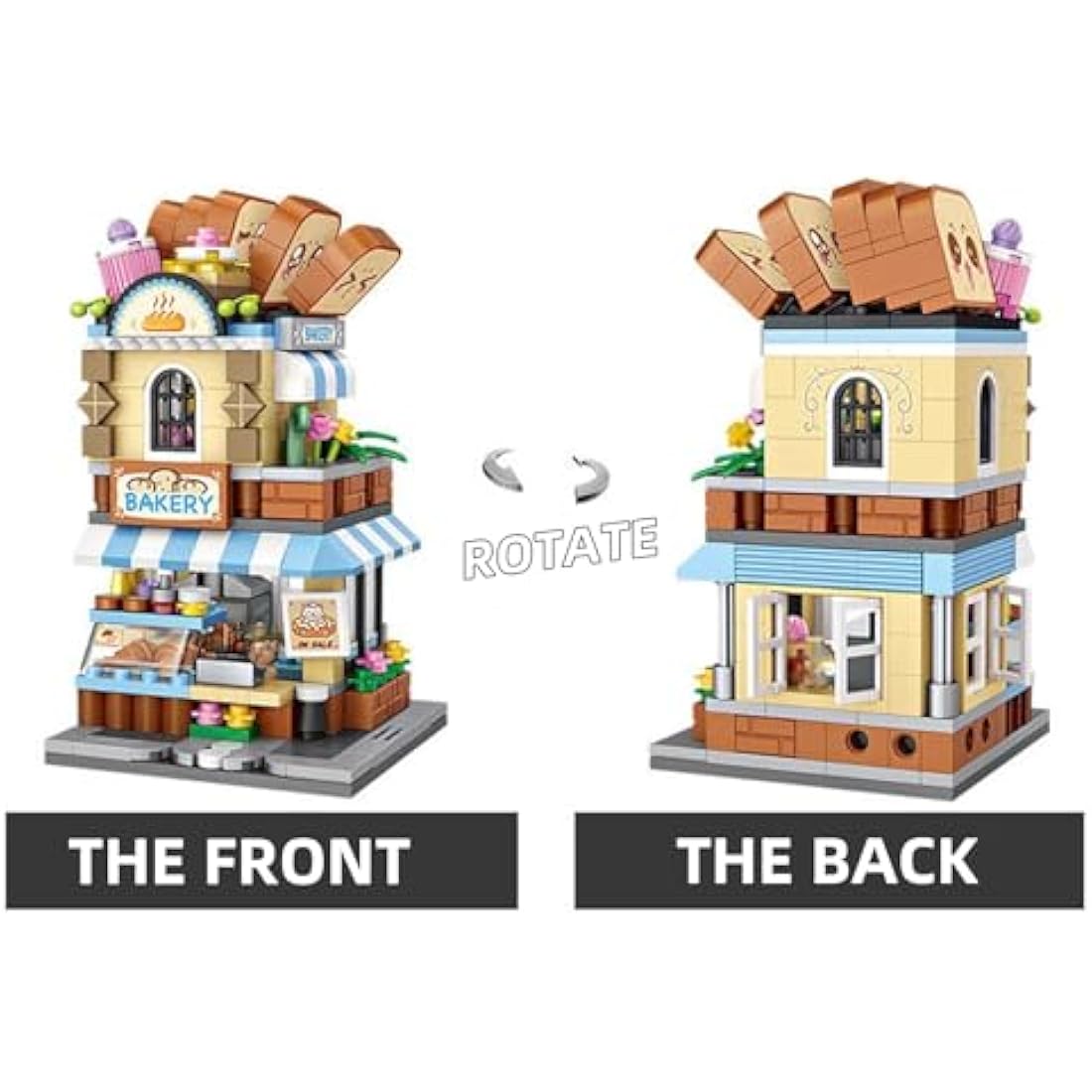 MEIEST Mini City Shop Street View Building Blocks Model Set,Creative DIY Simulation Architecture Collection Particle Construction Building Bricks Toy for Kids Adult Home Decor (Bakery)