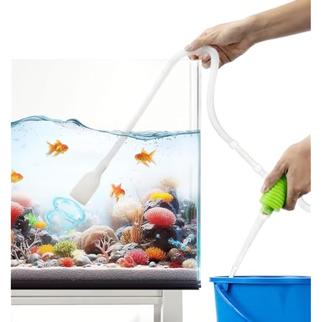 Luigi's Syphon Fish Tank Cleaner for Aquarium - Filtered Hand Vacuum Syphon Pump - 3-in-1 Water Changer and Gravel Washer for Fish Tank - Fish Tank Cleaning Kit
