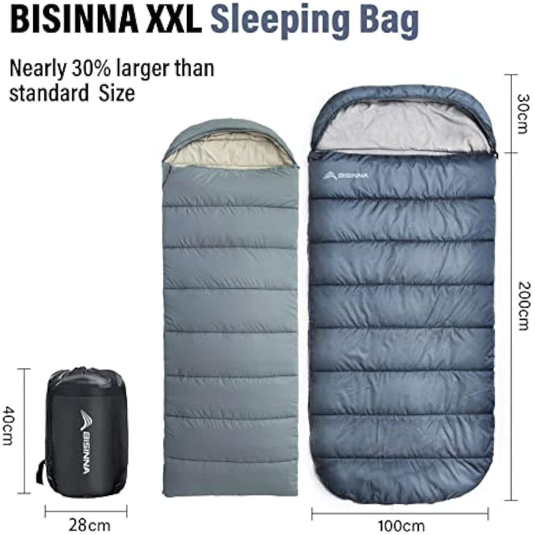 BISINNA XXL Sleeping Bag for Big and Tall Adults,3-4 Season Plus Size Warm and Comfortable Waterproof Lightweight Sleeping Bag Great for Camping Backpacking Hiking Indoor & Outdoor