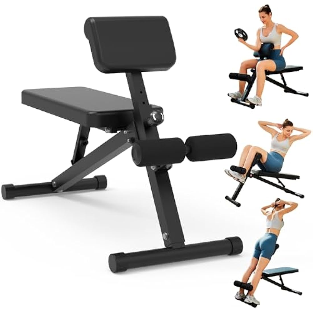 leikefitness Roman Chair Adjustable Weight Bench Foldable Workout Exercise Bench Full Body Strength Training Preacher Curls Bench