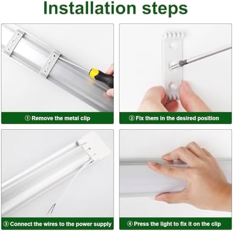 muzha 4 Packs LED Batten Lights 4FT 40W 6500k Daylight,Low Profile Wall or Ceiling Surface Mounted Fitting for Home/Workshop/Office/School Restaurant