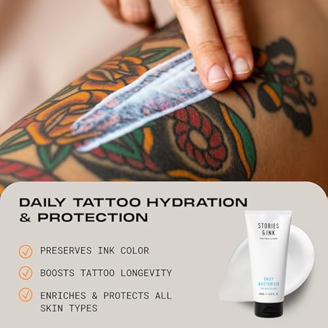 Stories & Ink Tattoo Care, The AM & PM Set for All Skin Types, Completely Hydrates, Protects and Enhances your Ink, Free from Parabens and Vegan Friendly