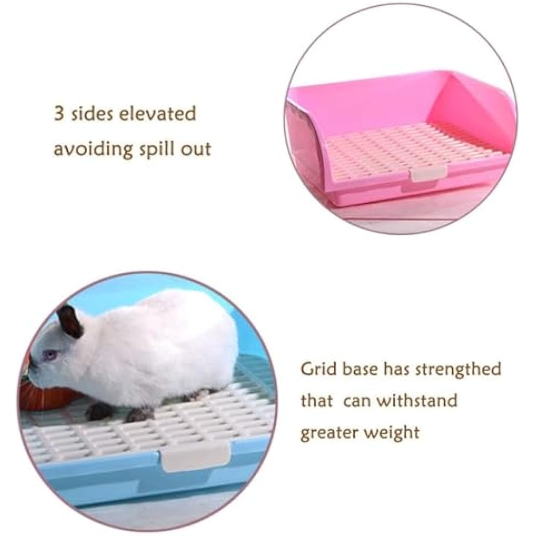 Oncpcare Super Large Rabbit Litter Box, Small Animal Restroom Square Bunny Litter Box Guinea Pig Litter Tray Pet Toilet Chinchilla Potty Trainer (Beige)