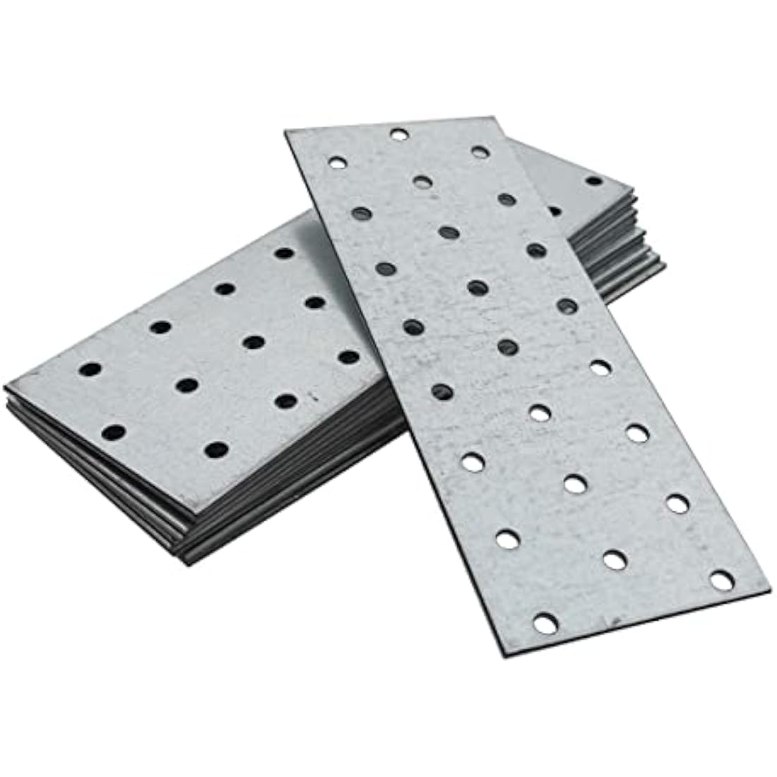 OMIDEAS 10 x Flat Joining Plates (160 x 60 x 2) Connecting Perforated Metal Brace Bracket Timber Wood Fixing Galvanised Steel Repair Connector