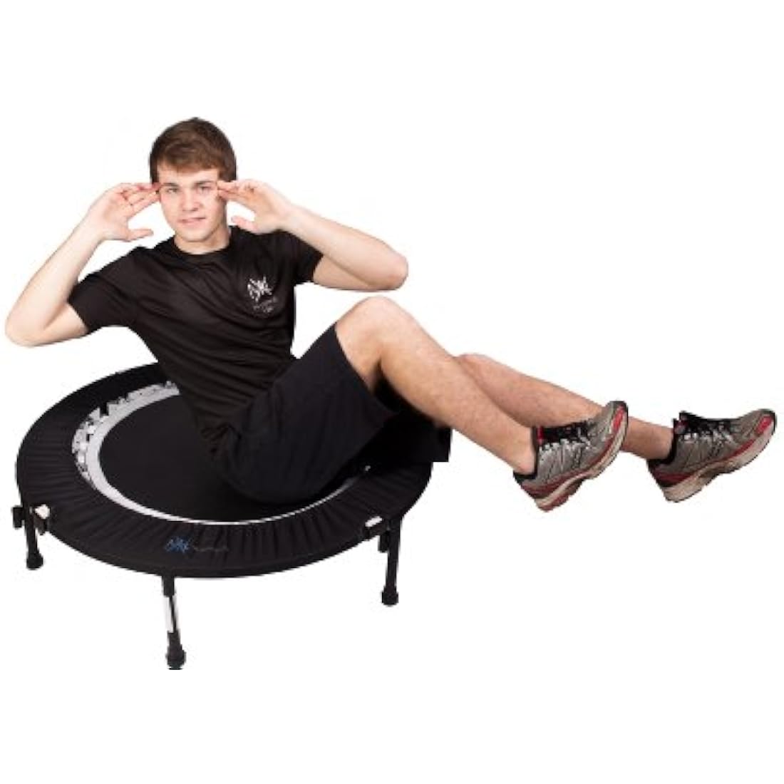 British Brand MaXimus PRO Folding Rebounder Fitness Trampoline | Voted #1 Indoor Mini Exercise Trampoline For Adults With Handlebar | Storage Bag, Resistance Bands, Free Awesome ONLINE & DVD Workouts!