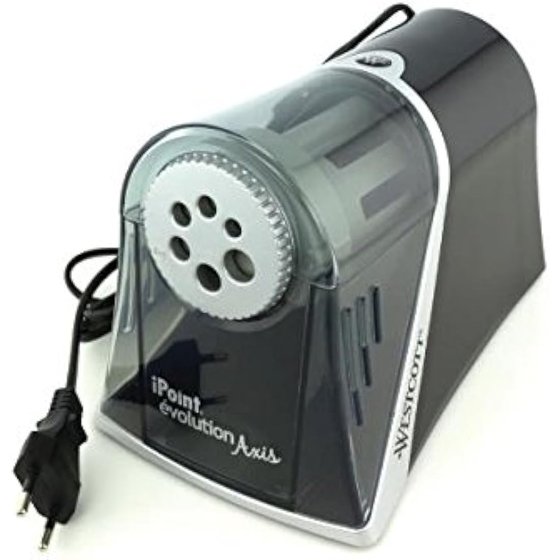 Westcott E-15509 00 iPoint Axis Electric Sharpener with Automatic Sharpener, 6 Different Openings, Grey/Black