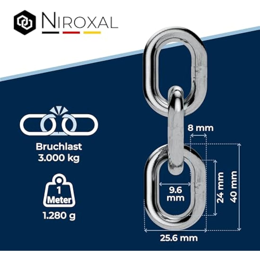 5-Meter 8-mm Thick Stainless Steel Chain V4A Short-Linked from NietFullThings on Piece Anchor Chain DIN 5685 DIN 766 5-m