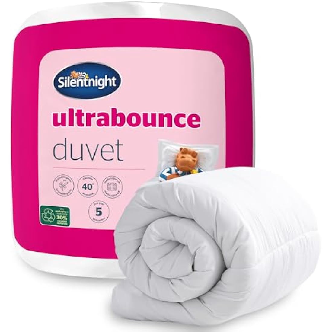 Silentnight Ultrabounce 10.5 Tog Double Duvet – All Year Duvet Quilt Ideal for Summer and Winter – Hypoallergenic and Machine Washable - Double, White