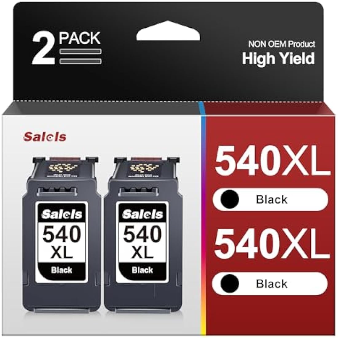 Salols PG-540XL Black Ink Cartridges 540 XL Compatible for Canon 540XL Black Ink Cartridges PG 540 XL PG540XL for Pixma MG3650 MG3650S MG3600 MG3550 MG4250 TS5150 TS5151 MX455 MX475 MX535 (2 Black)