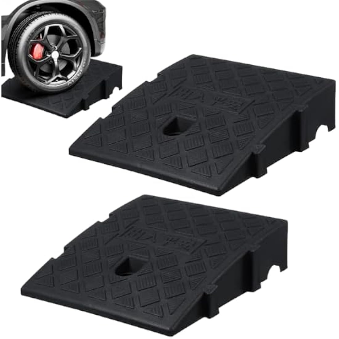 Street Solutions Kerb Ramps, 2 Pack Lightweight Portable Mobility Threshold Ramps for Wheelchairs, Cars Vehicles, Caravan, Scooter Wheels, Skateboard, Motorcycle, Disabled Chair & Dog (25 * 27 * 7cm)