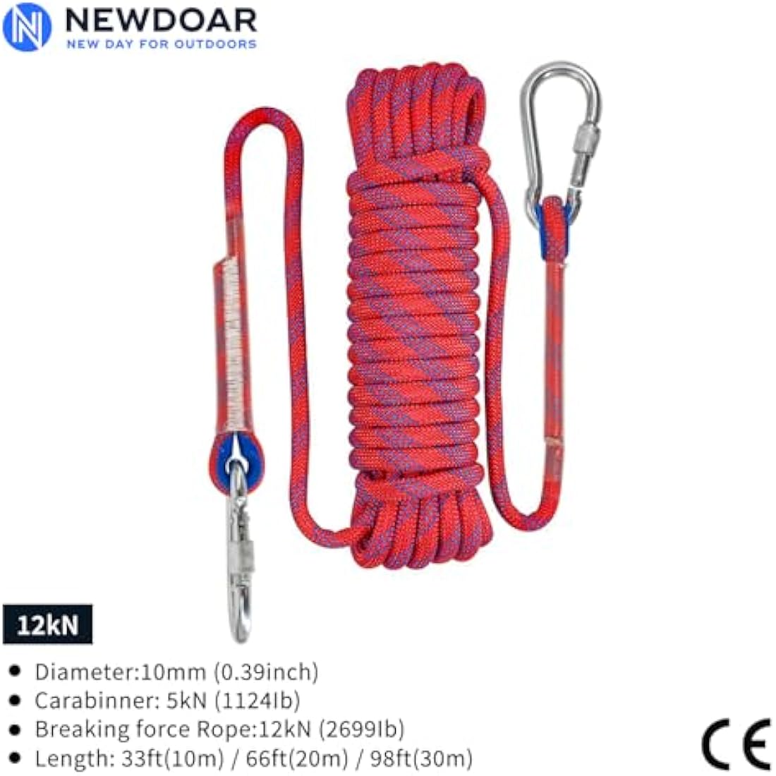 NewDoar 12KN Marine Floating Rope 10mm(3/8in) Accessory Cord Equipment 33FT(10M) 66FT(20M) 98FT(30M) Escape Rope for Boating, Camping, Anchoring, Fishing,Tent Canopy-Red/30M