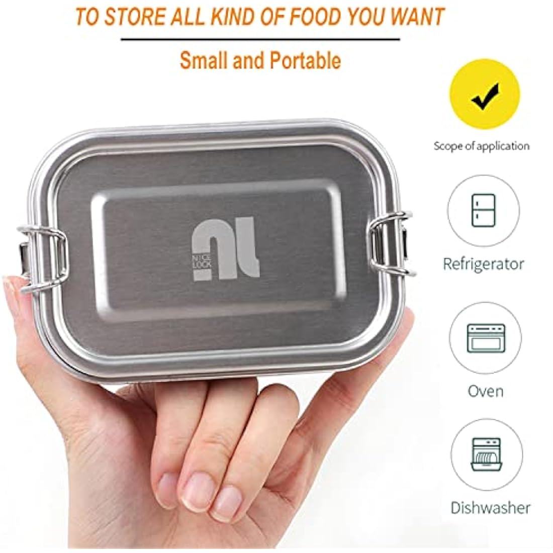 nicelock Small Food Storage Container Stainless Steel Lunch Snack Boxes Food Prep Containers with Lids Airtight Freezer & Dishwasher Safe | 400 ml | BPA-Free Plastic-Free | Pack of 3
