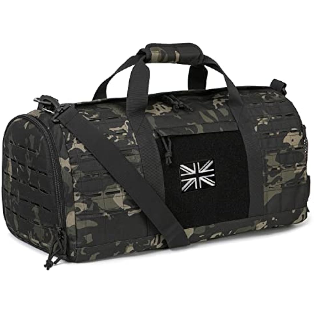 QT&QY 40L Military Tactical Duffle Bag for Men, Sport, Gym, Fitness, Travel, Training, Workout, Football, Weekender, Black, Polyester, 53.5cm x 25.5cm x 25.5cm
