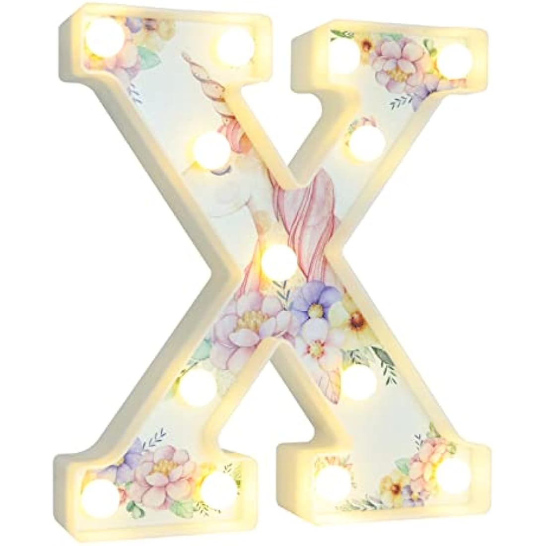 Vimlits Unicorn Light Up Letters, LED Letter Lights Warm White Alphabet Sign Unicorn Gifts for Girls Birthday Unicorn Party Decorations Bedroom Night Light Christmas Valentine Wall Table Decor - X