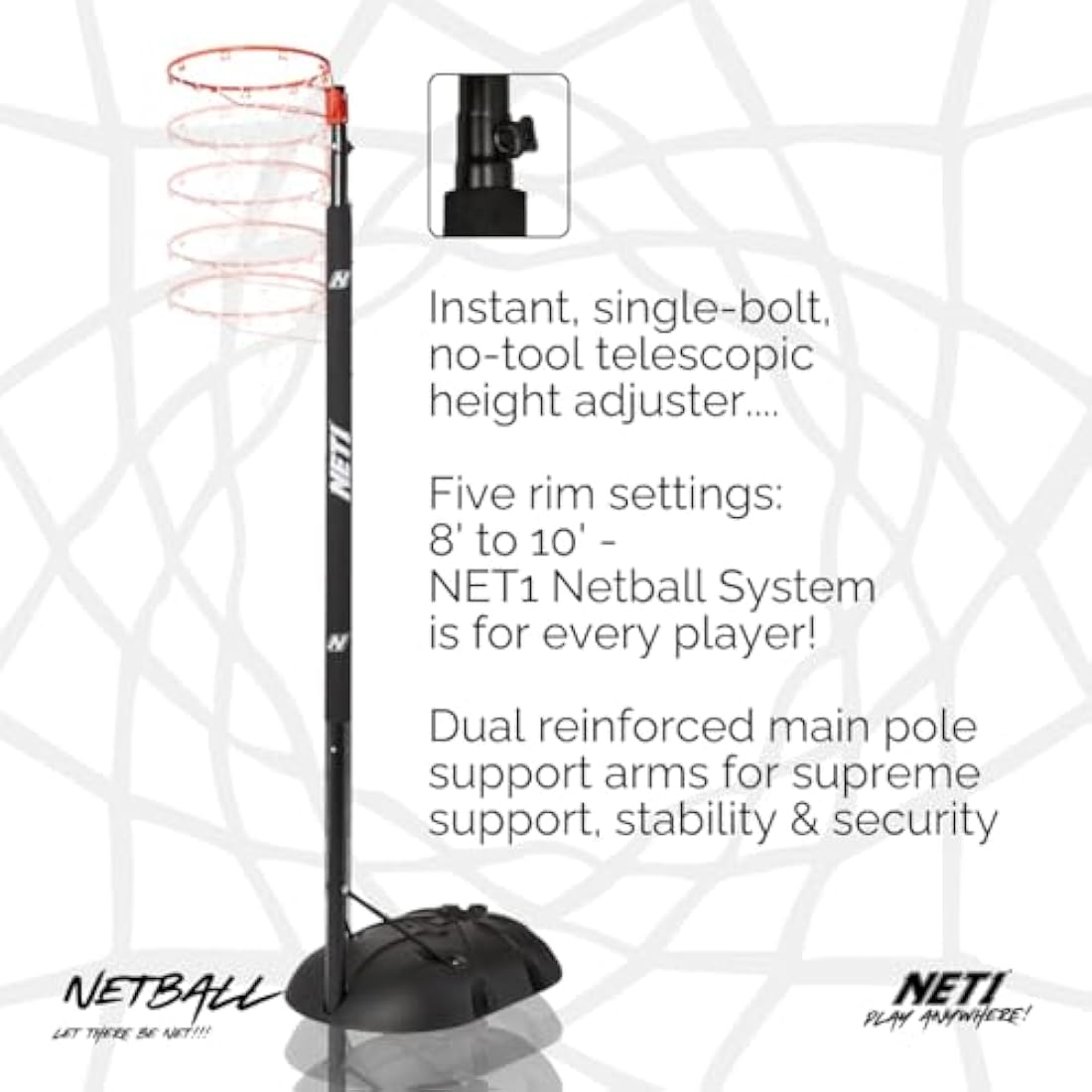 NET1 Black Pole Pad Netball System